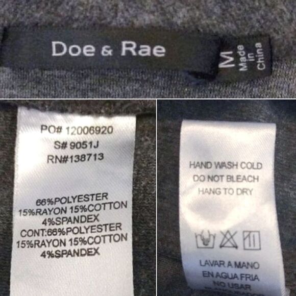 Doe & Rae Grey Two Tone Open Front Knit Cardigan with Pockets Medium - Picture 13 of 14